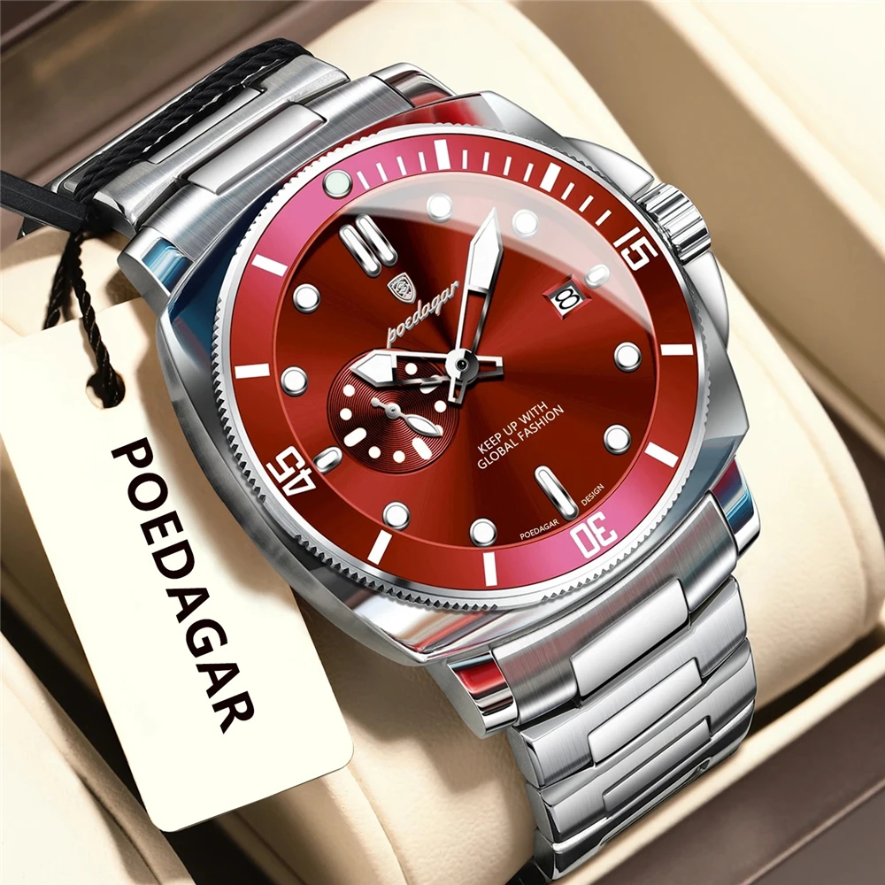 

Poedagar Reloj Mens Watches Automatic Watch For Man New Gifts Red Unique Small Dial Fashion Quartz Wristwatches Tudo Por 1 Real