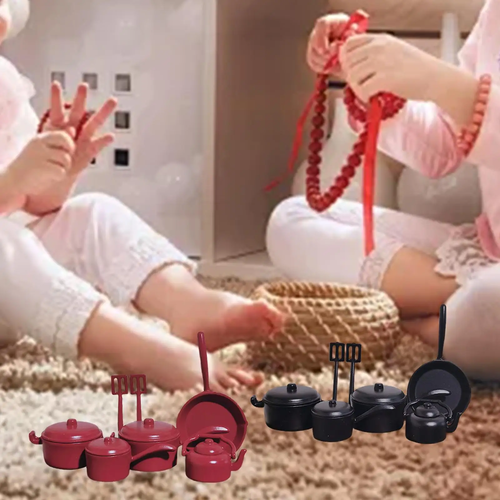 1/12 Miniature Cookware Pretend Play Kitchen Accessories Mini Pots and Pans