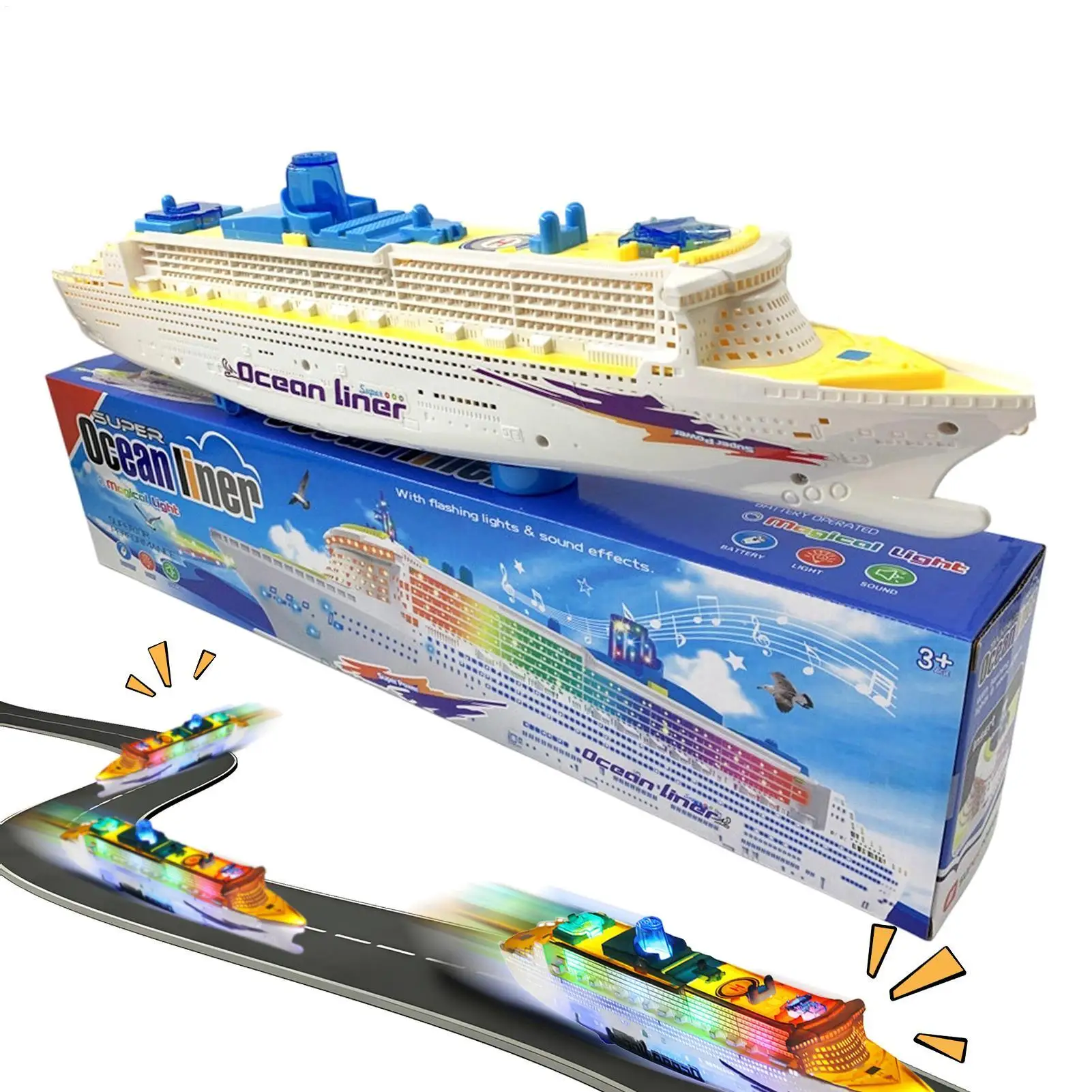 Electric Cruise Ship Toy Music Sound Lighted Realistic Decoration Sea Liner Cruise Ship Model For Preschoolers Young Child