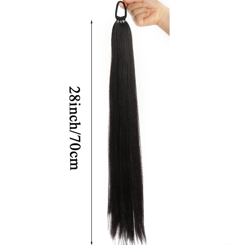 Extensión de cola de caballo sintética con liga para cabello, trenzas y moño, 28 pulgadas, degradado, para DIY 4