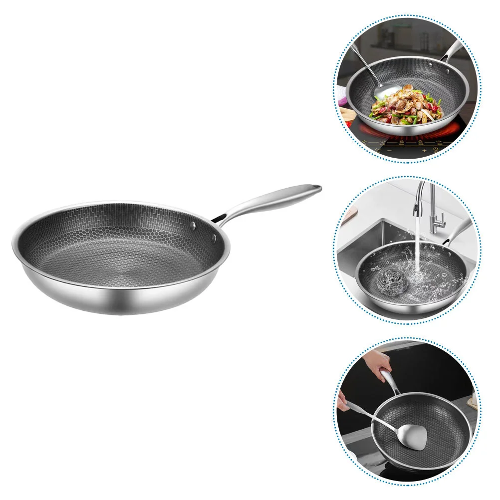 Stainless Steel Frying Pans Kitchen Skillet Frying Pans Non-Sticky Cooking Pan Honeycomb Frying Pans Kitchen Accessories