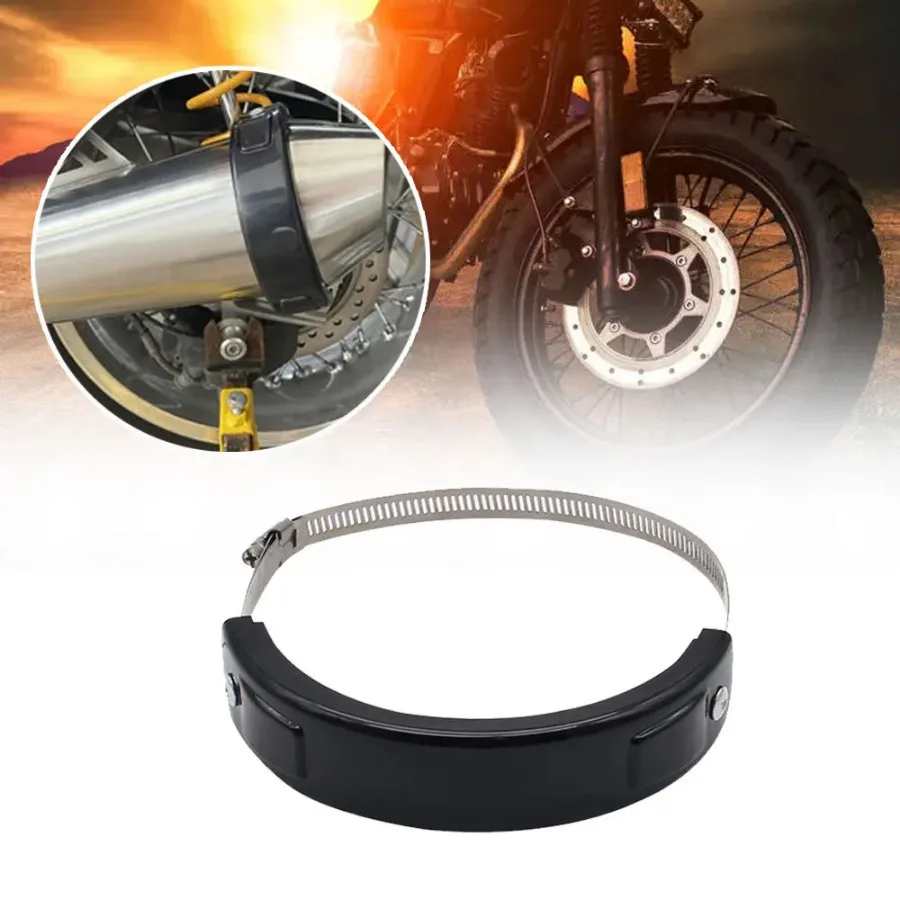 

Black 100-160mm Motorcycle Round Exhaust Protector Exhaust Pipe Fixing Rings Exhaust Systems Universal Motorcycle Accessories