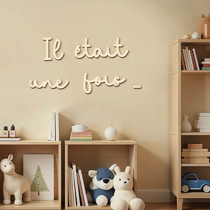 NUBECOM Once Upon A Time Sign Wooden Wall Stickers Wall Decor Wall Stickers Wood Lettering for Reading Room Wall Decorations