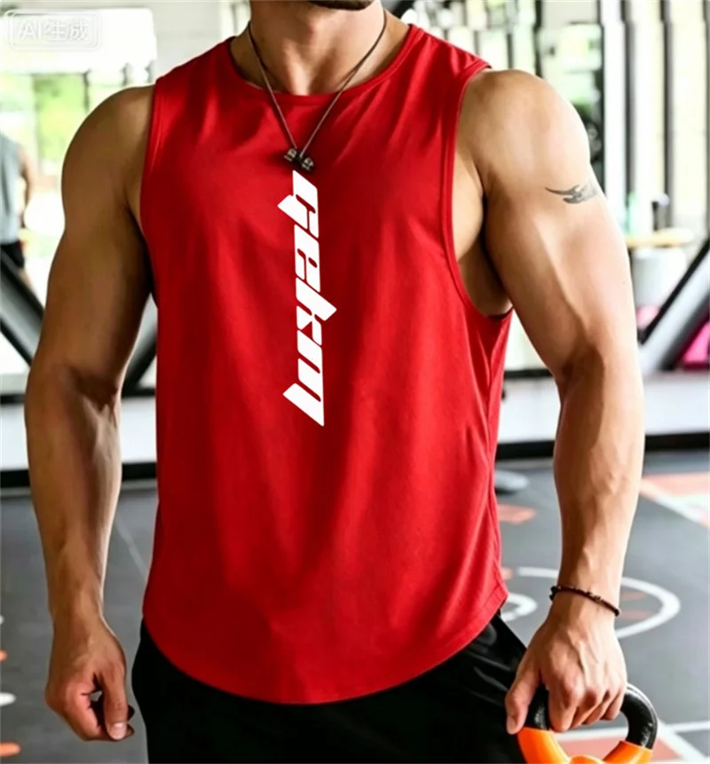 2026 Men's sleeveless fitness shirt anime M sports leisure jogging fast drying summer training clothes fitness men