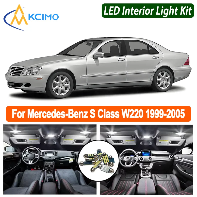 Улучшите для Mercedes-Benz S Class W220 1999-2005 гг. Комплект внутренних светодиодных ламп для купола/карты/багажника чрезвычайно яркий