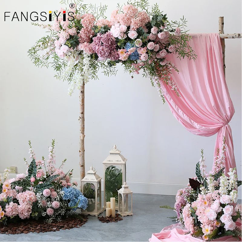 

Pink Wedding Arch Backdrop Decor Artificial Flower Row Arrangement Hanging Corner Flowers Party Table Centerpiece Floral Ball