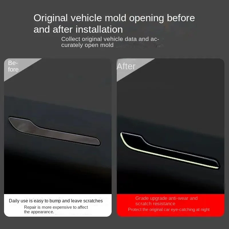 for Tesla Model Y/3 door handle handle with luminous door opening warning, scratch resistant and new 3 modified accessories