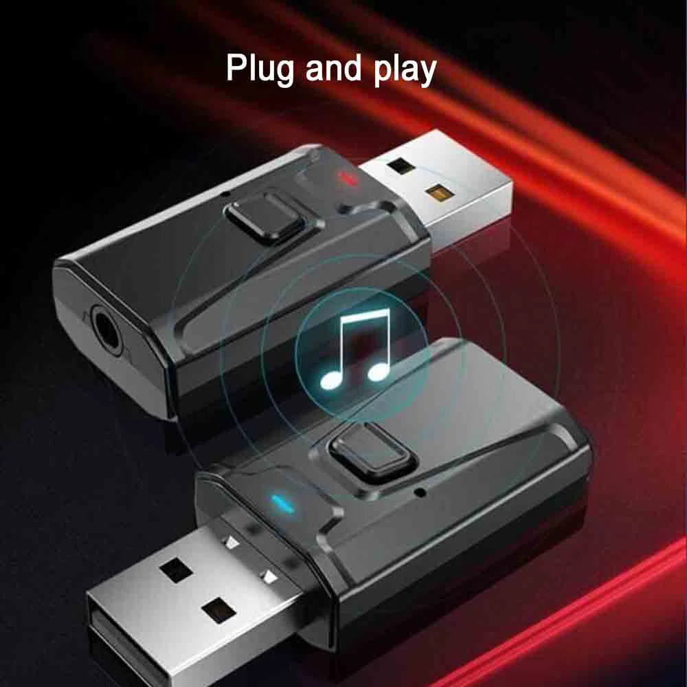 USB Wireless Transmitter Receiver 5.0 Bluetooth-Compatible Adapter 2 in 1 Music Audio For PC TV Car Hands-free 3.5mm AUX Dongle