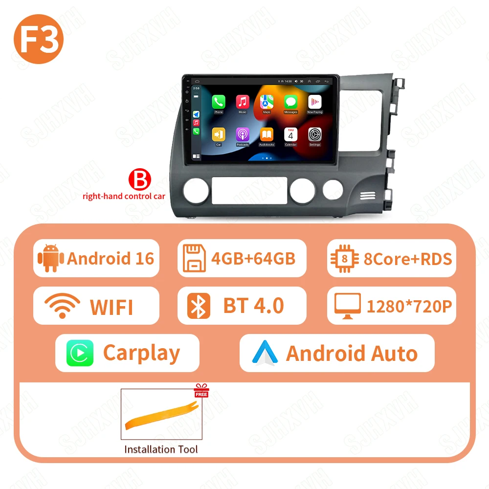 Android 16 Autoradio Radio Voor Honda Civic 8th 2005 2006 2007 2008 2009 2010 2011 Multimedia Draadloze Carplay Android Auto