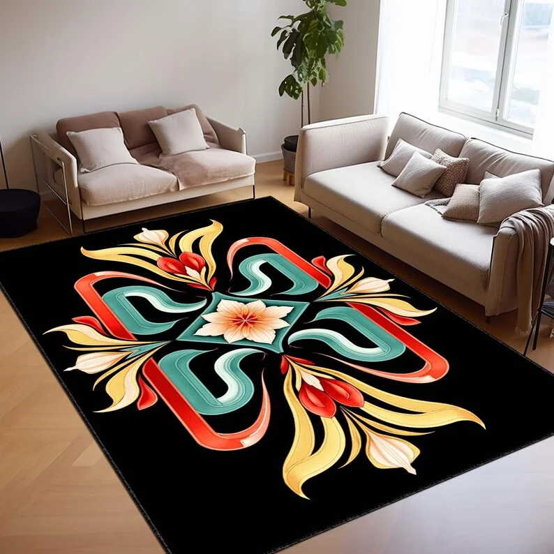 Pink Green Vintage Style Chenille Rug Bohemian Kilim Design Home Decoration Carpet