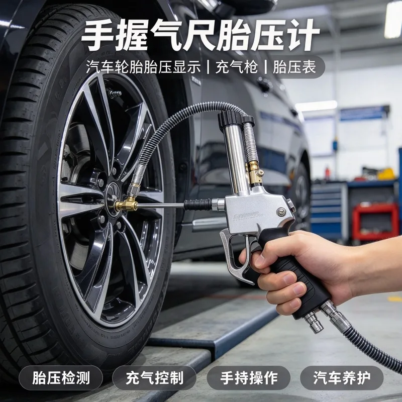 Handheld Tire Pressure Gauge Inflator Gun Digital Display Air Meter For Car Tyre Inflation Vehicle Maintenance Tool
