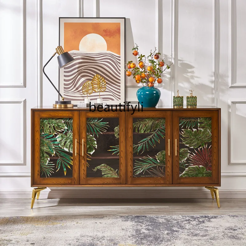 Colorful Furniture Personalized Art Sideboard Four-Door Dustproof Glass Cabinet High-End Entryway