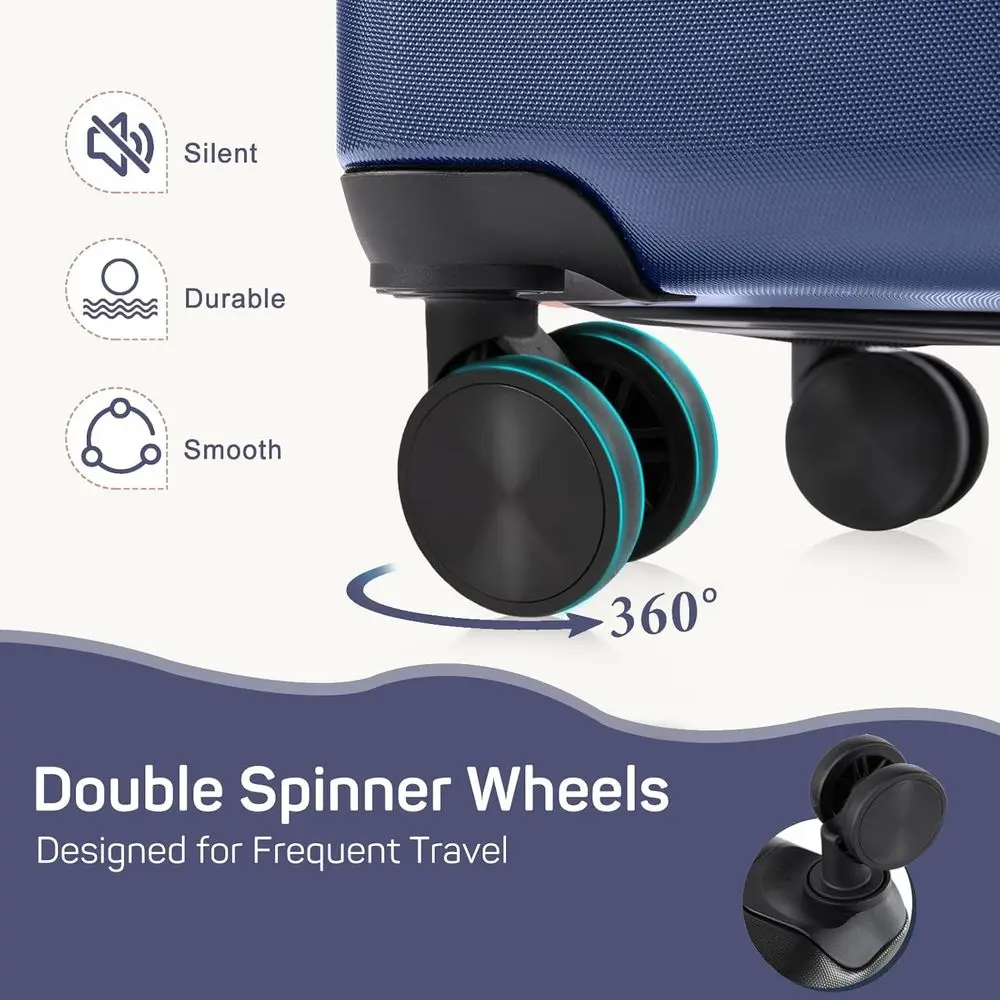 مجموعة أمتعة دوارة ذات هيكل صلب قابل للتوسيع مع قفل TSA، أزرق، 20/24/28 بوصة #4