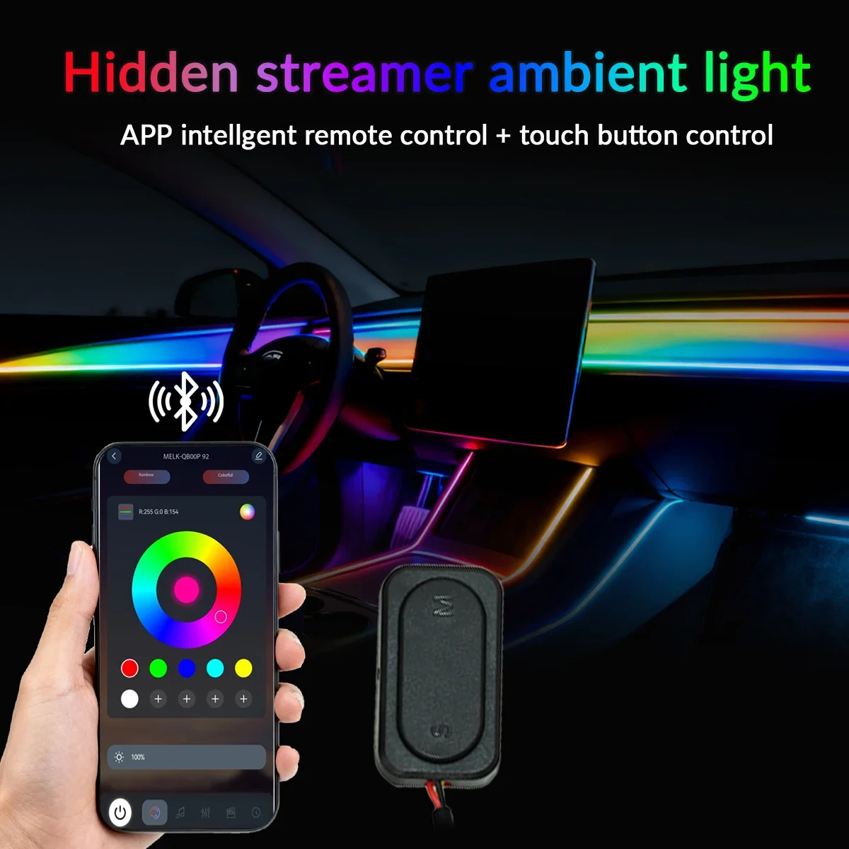 Led Car Ambient Lights 213 64 Color Symphony Streamer Bluetooth Rainbow Interior Acrylic Led RGB Strips Auto Atmosphere Lamp Kit