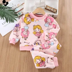 New Autumn Winter Kids Thick Warm Flannel Pajama Sets Baby Boys Girls Cartoon Long Sleeve O-neck Clothing Sets Sleepwear Pyjamas