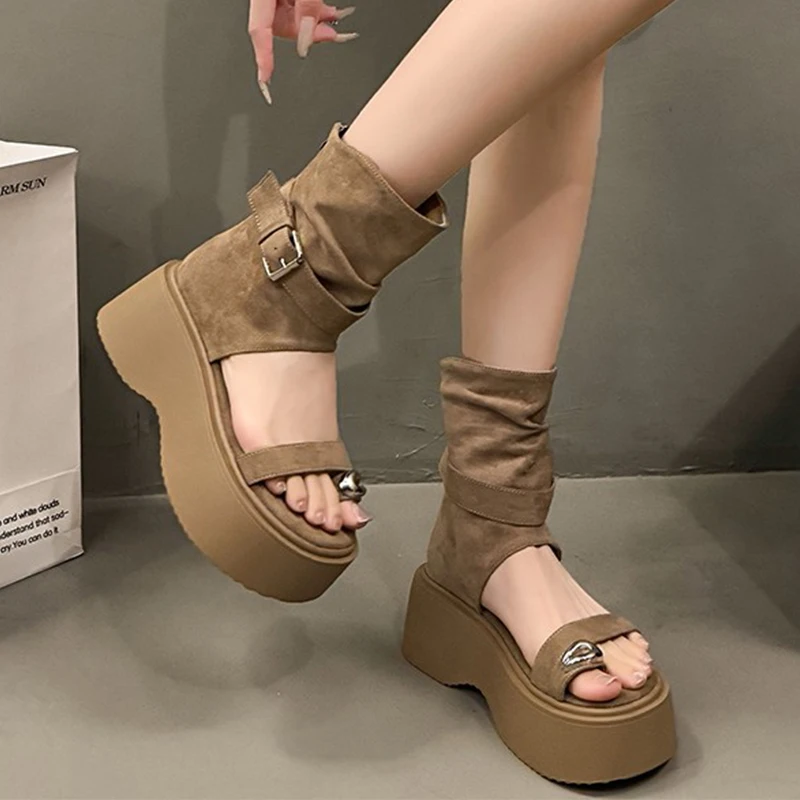 New Women Flats Sandals Platform Cool Boots Sandals Summer Sport Shoes 2026 Trend Clip Toe Walking Shoes Casual Flip Flops Mujer