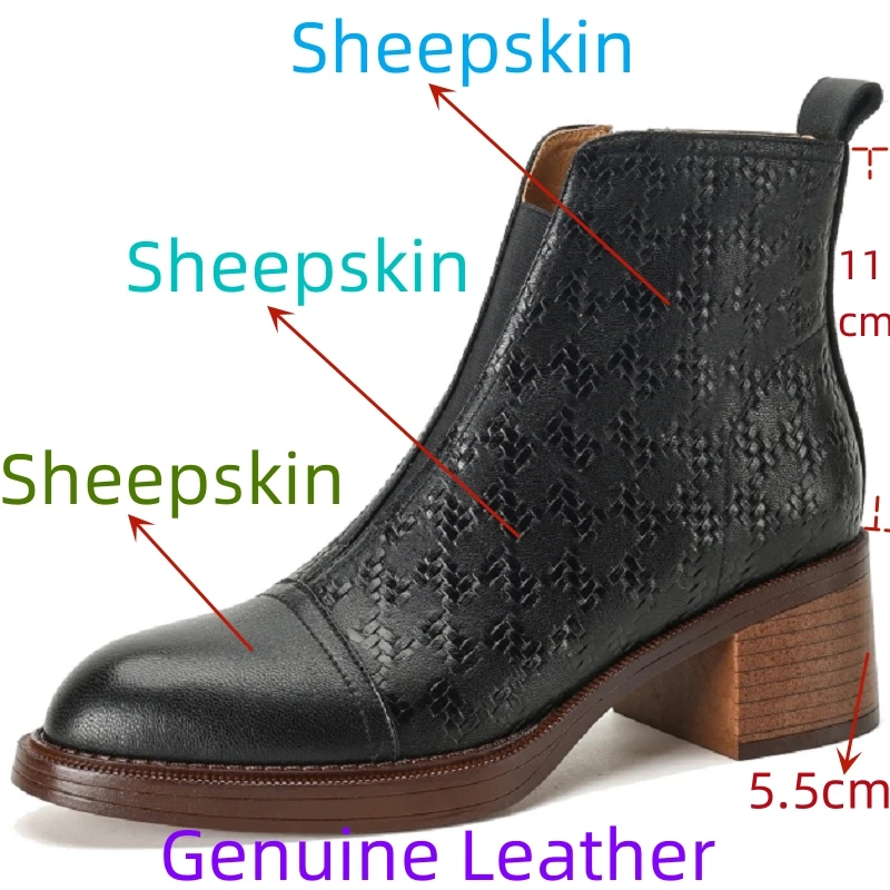 【JOCHEBED HU】New Brand Boots Genuine Leather Shoes for Women Pointed Toe Ankle Modern Boots Lady Leather Shoes 34-41