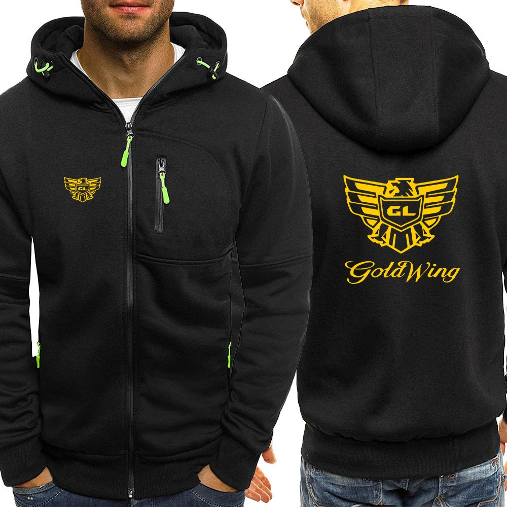 

Goldwing GL1500 Spring Autumn Men's Brand Warm Zip Up Hoodie Coats Streetwear Hooded Loose Sweatshirts Male Cotton Casual Tops