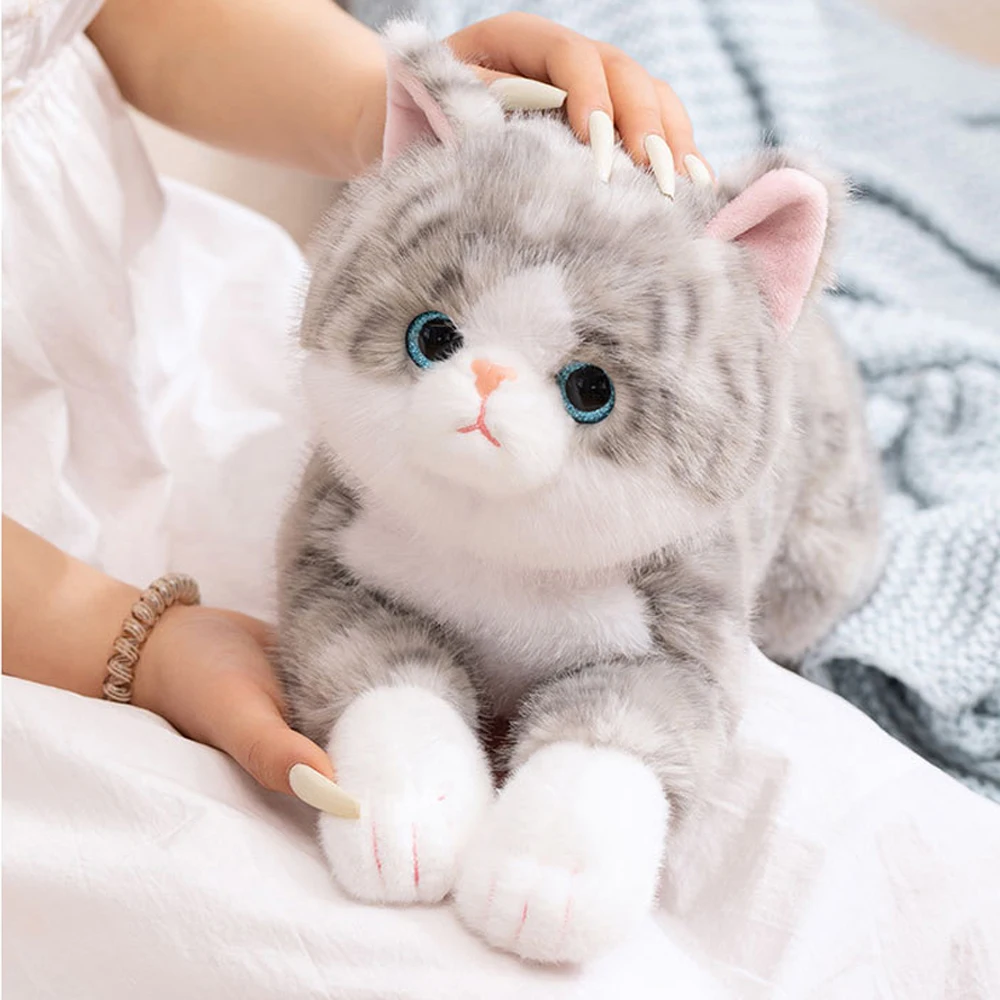 

50CM Cute Simulation Cat Plush Toys Soft Stuffed Kitten Model Fake Cat Realist Animals Kids Girls Valentine's Day Gift