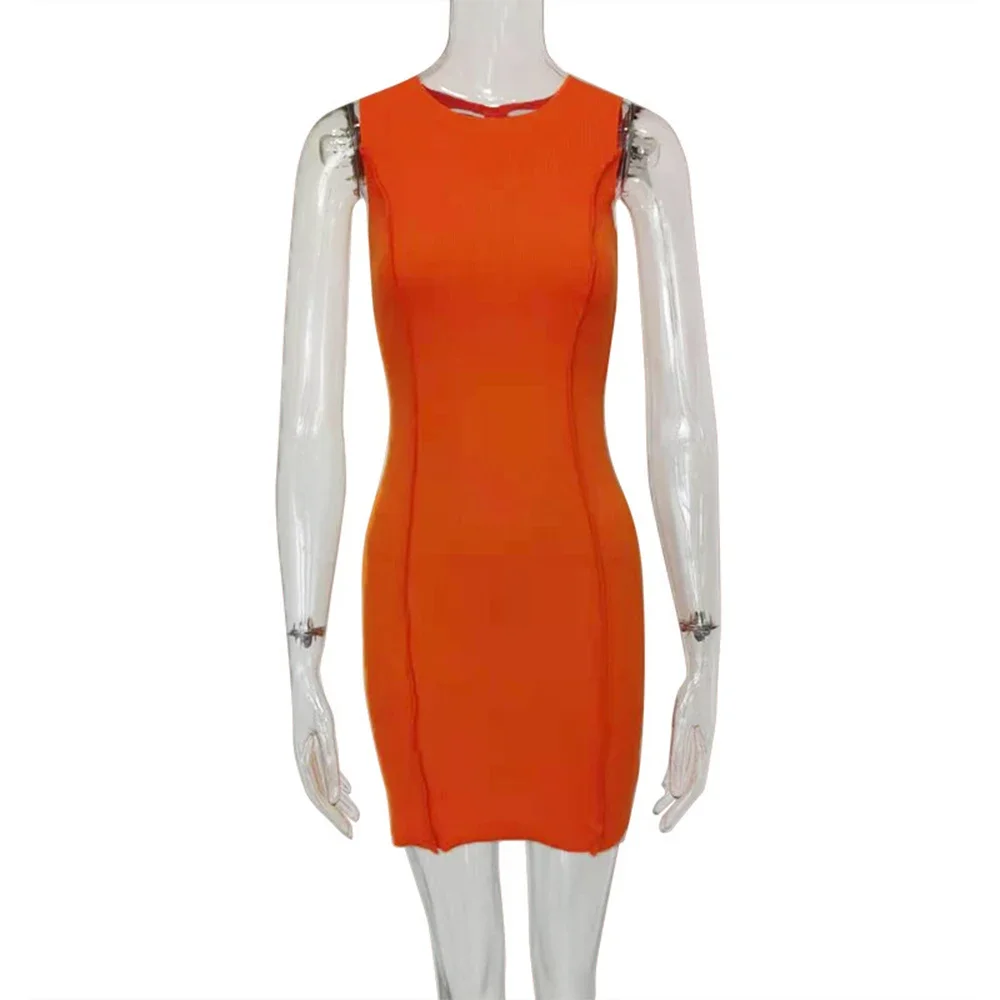 Hochwertige ärmellose Minikleider mit O-Ausschnitt, Polyester, sexy Damen, 1-teiliges Minikleid, atmungsaktiv, für alle Jahreszeiten, Cocktail