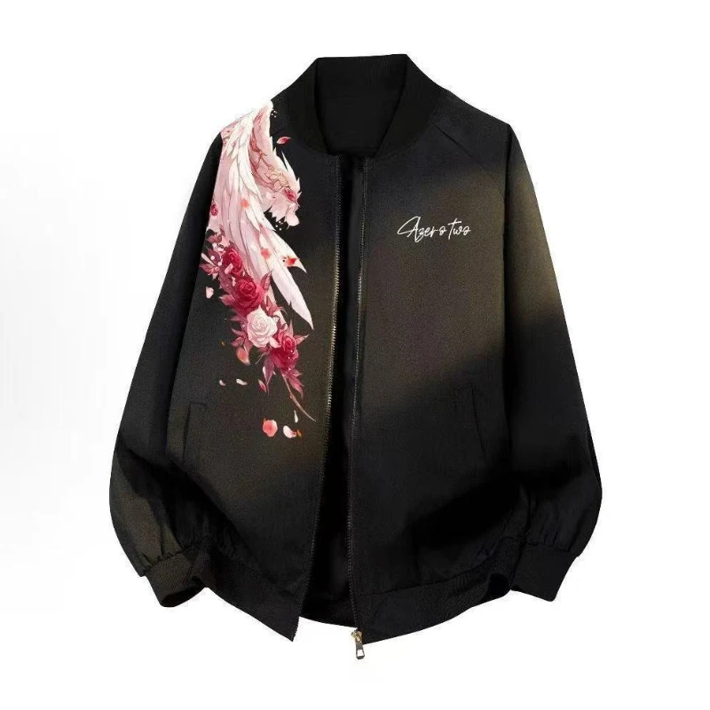Hip Hop design graphic Jacket American Retro black Pilot Jackets Loose Oversized Graphic Design Coats Harajuku Men Women