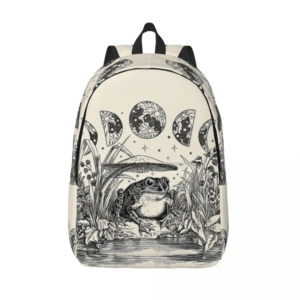 Cottagecore Aesthetic Frog Backpack for Boy Girl Student School Bookbag Mushroom Witchcraft Vintage Dark Daypack Bag