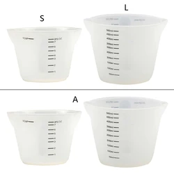 Tazas medidoras de silicona, vaso de medición de resina reutilizable grande de 500ml y 250ml, Vasos de mezcla transparente para fundición epoxi