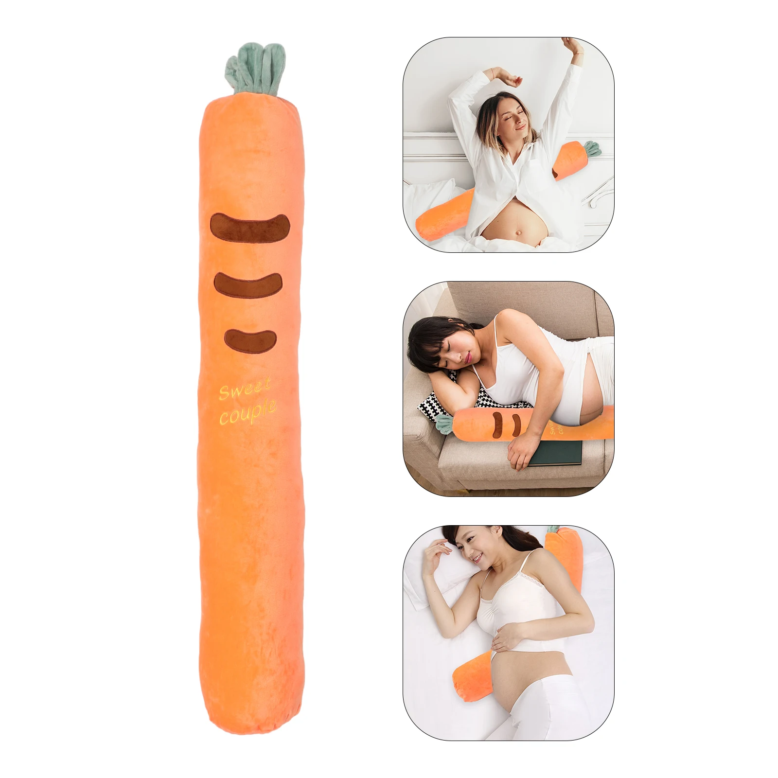 

Adorable Carrot Design Round Cervical Support Pregnancy Leg Lumbar Roll Pillow Removable Washable Cover Bed