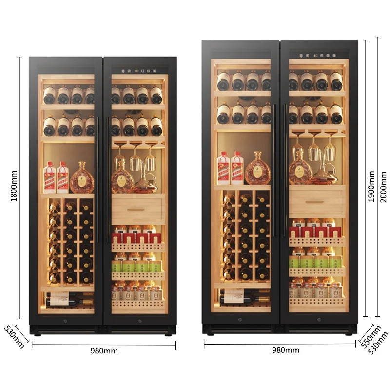 Modern Standing Type Wine Rack Intelligent Constant Temperature Multifunctional Storage Double Tiers for Toy Storage Wooden