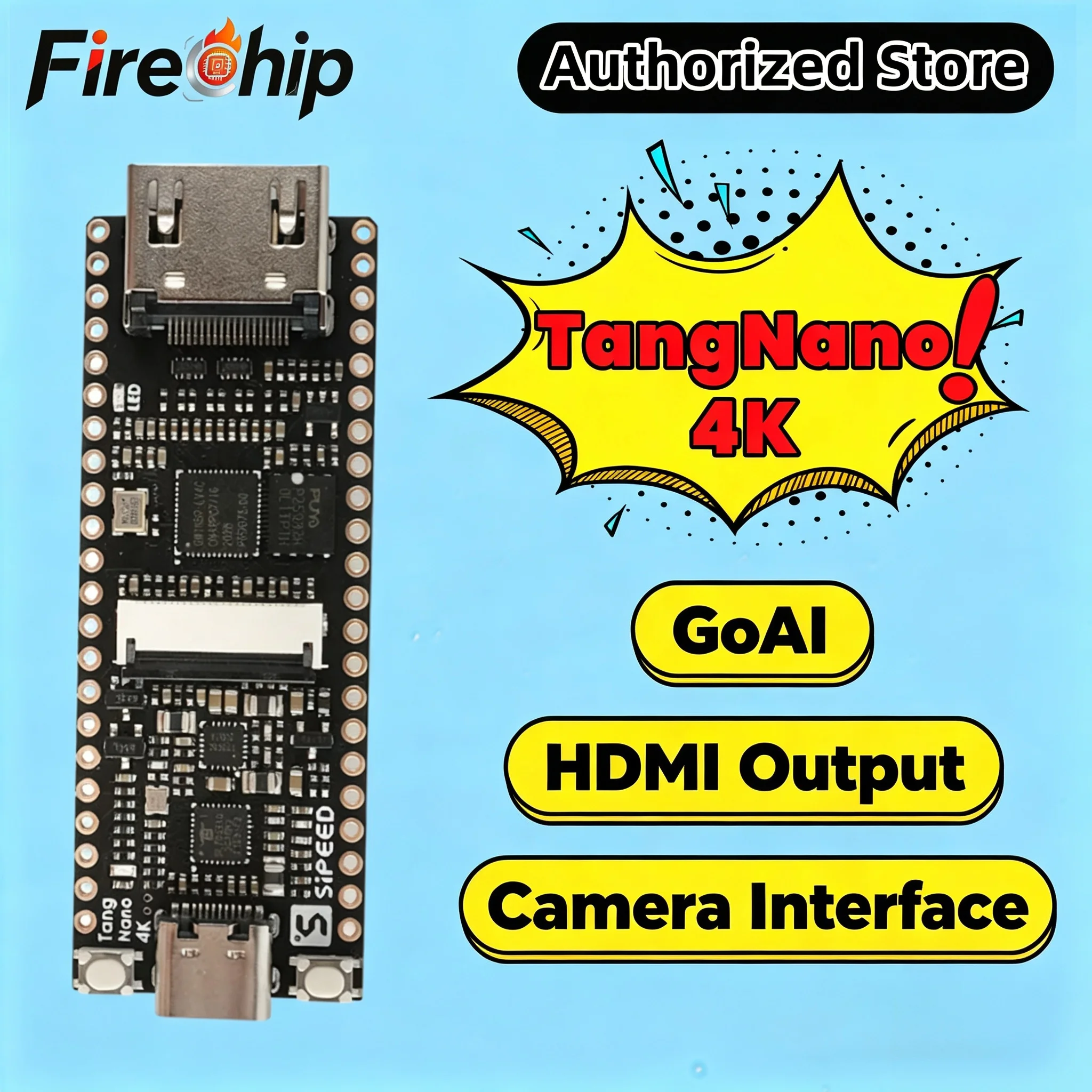 FireChip Sipeed Lichee Tang Nano 4K FPGA Development Board, Gowin GoAI Minimalist Board, HDMI Output, Camera Interface