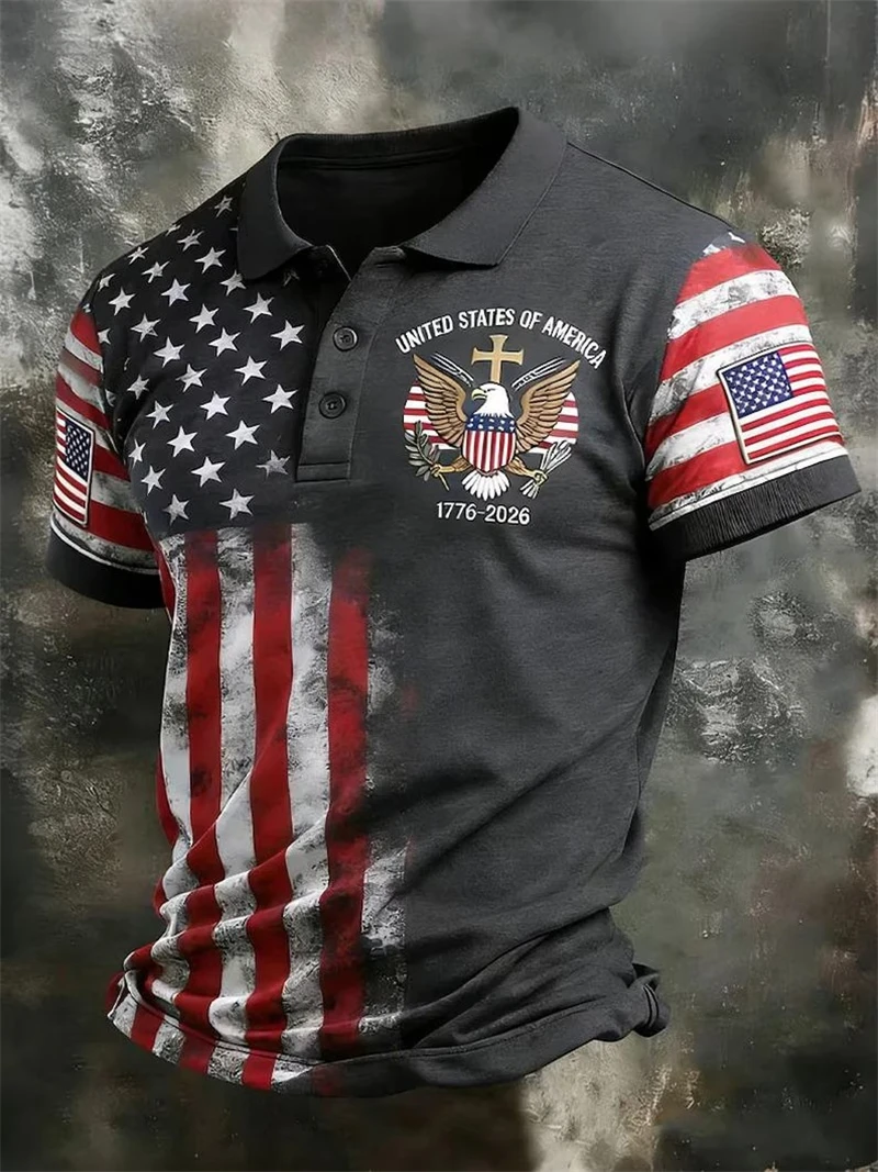 America 250th Anniversary Polo Shirt USA Flag 1776–2026 Patriotic Golf Polo American Independence Day Apparel Fourth Of July Top