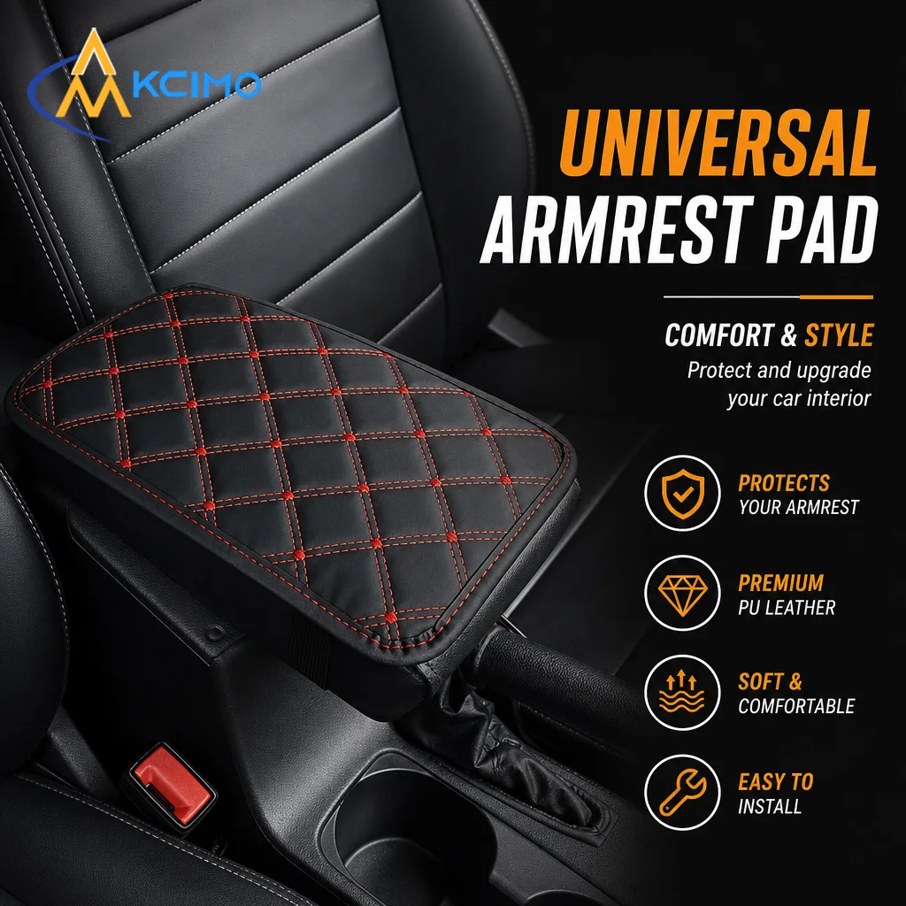 1Pc Soft PU Leather Car Armrest Box Mat Comfort Elbow Rest Pad Dustproof Anti‑Scratch Center Console Protector Auto Decor