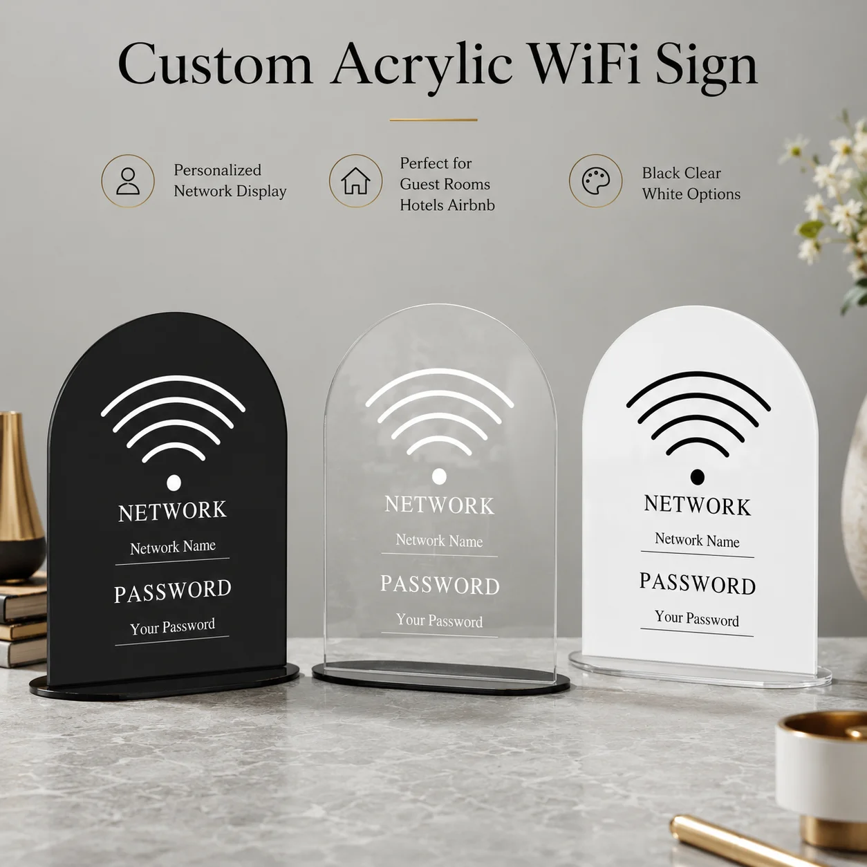 Airbnb Smart Home - Custom Acrylic WiFi Password Sign Personalized