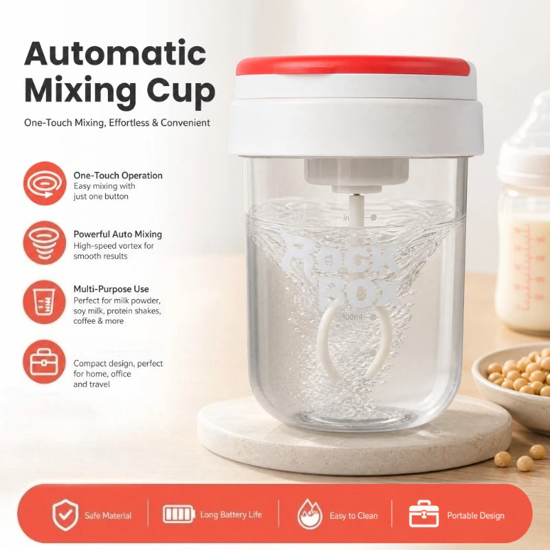 RockBox Electric Shaker Bottle, Portable Automatic Mixing Cup for Protein Shake Coffee Milk
