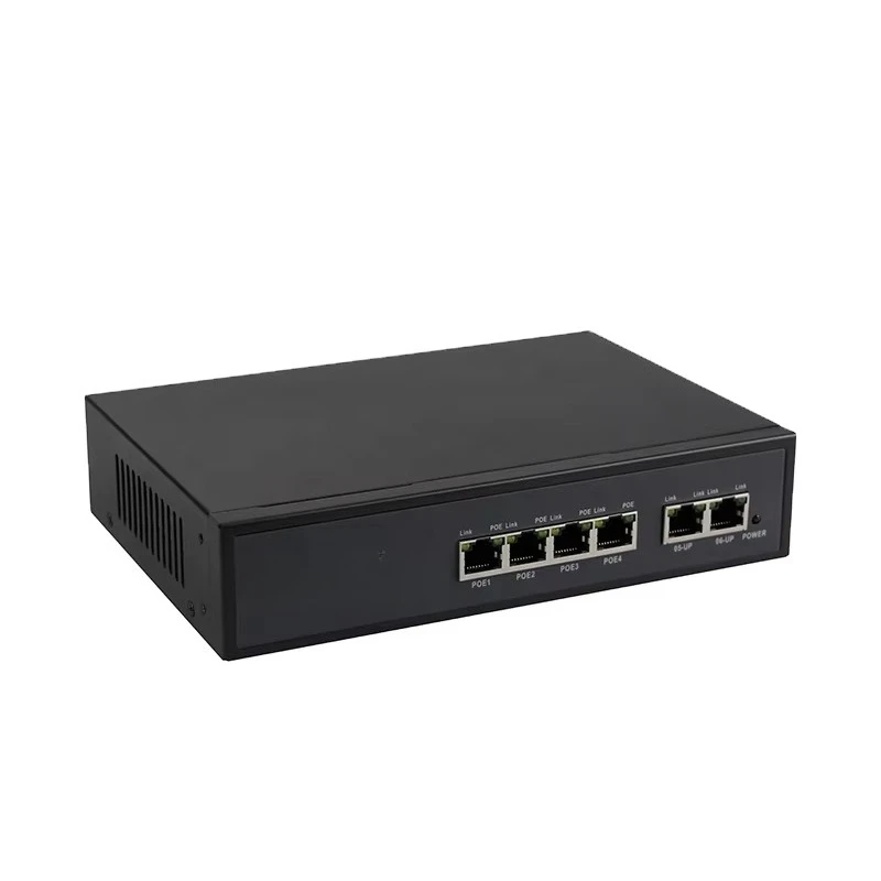 Gigabit Unmanaged Ethernet Network Switch 4 Port POE+2 Uplink Port, 96W POE Switch 4Port