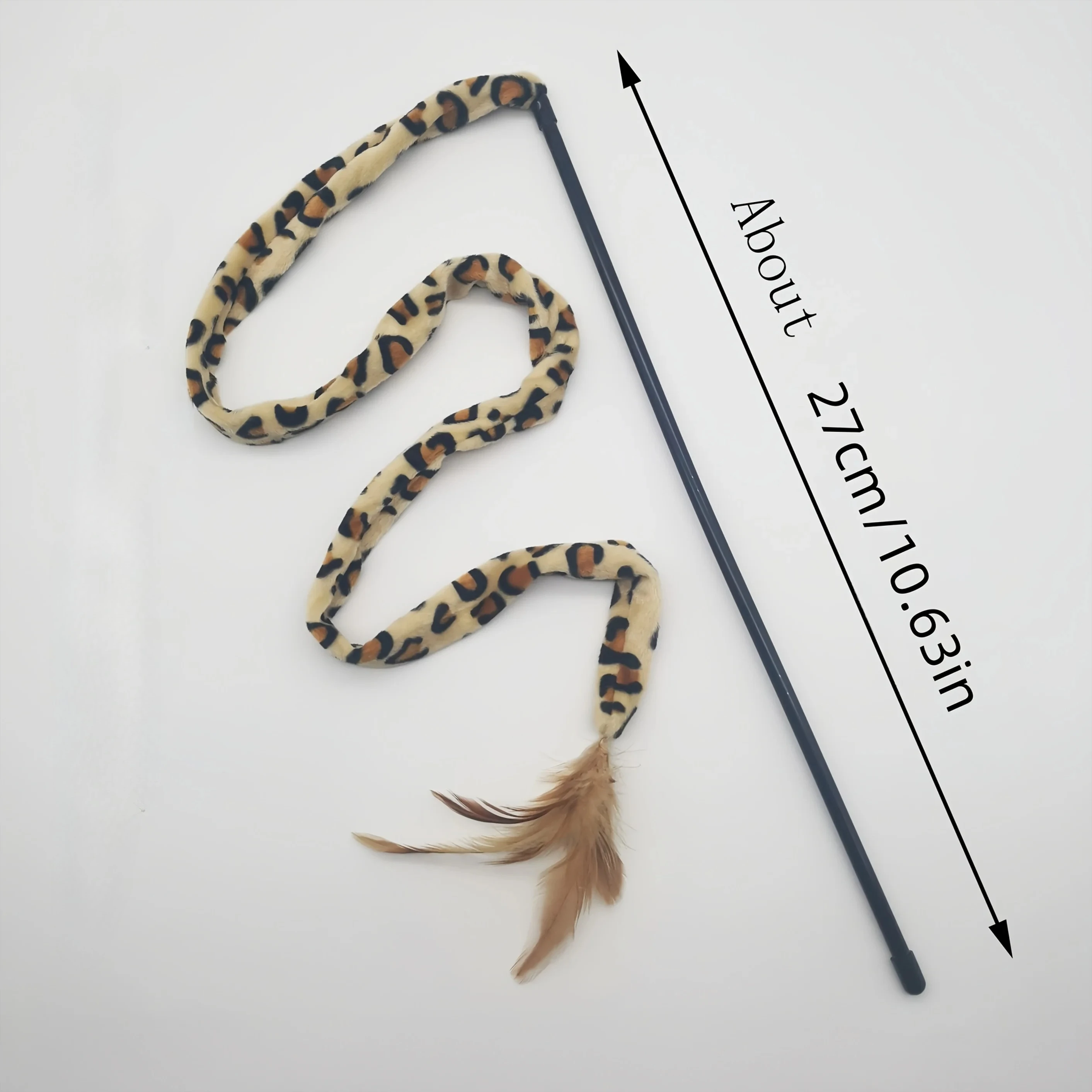 Leopard Print Cat Interactive Teaser Wand with Tweezer Design, Durable Polyester & Simulated Feathers, Fun Toy for All Cat Breed