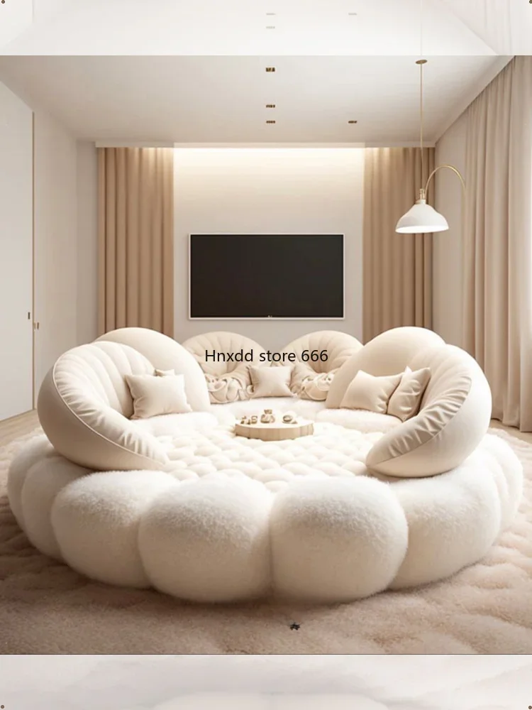 Cream style sofa, double bed B & B 2.4 meters, cream style large round sofa bed 2 meters