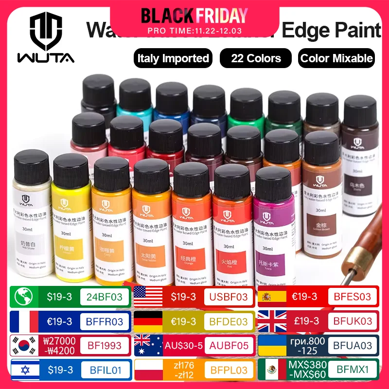 WUTA 30ml Professional Leather Edge Paint Oil Dye Edge Dressing Color Coats Leather Finish Supplies DIY Craft Leather Shoe Edges