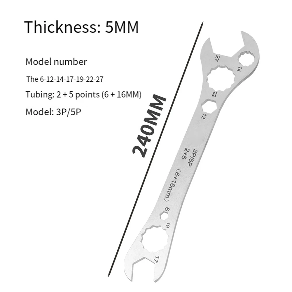 Chiave multifunzionale Compiti di installazione dello strumento per condizionatore d'aria Rivestimento zincato Costruzione resistente Capacità di coppia elevata