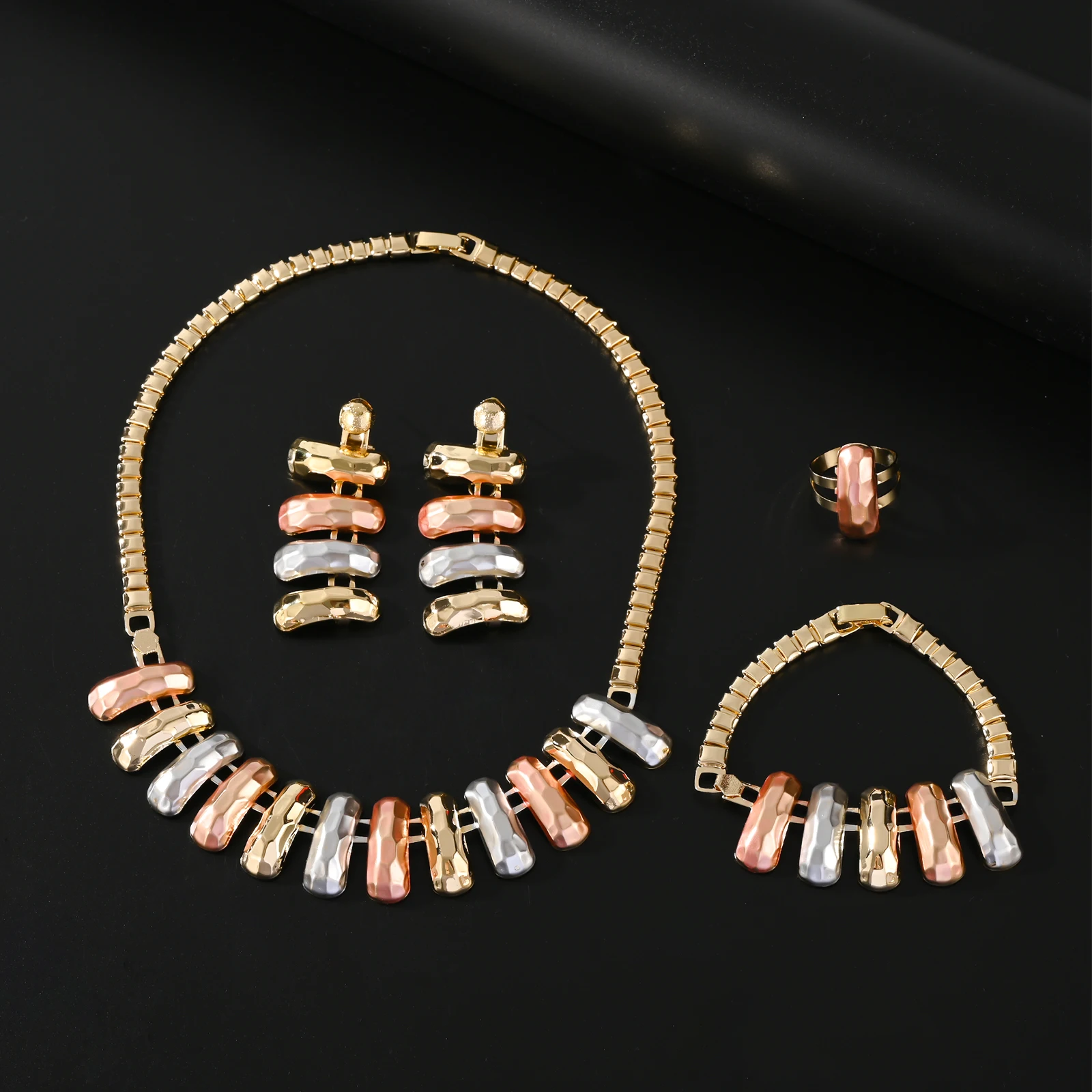 African Jewelry Sets Necklace Bracelet Colorful Earrings for Women Ring Charm Bridal Wedding Accessories