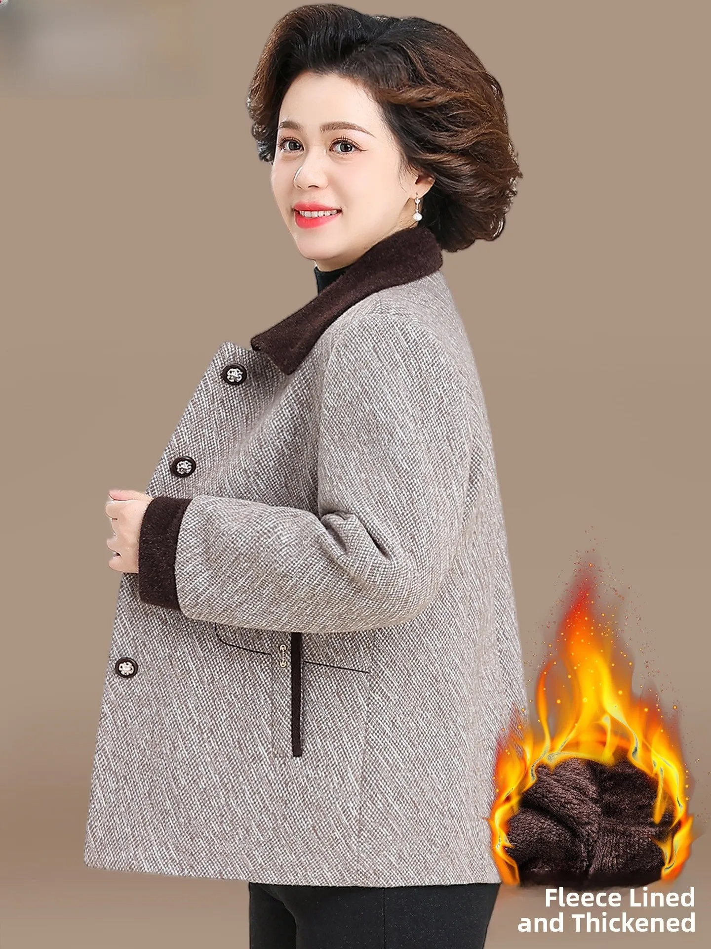 

Утепленное шерстяное пальто для мамы: модная теплая женская верхняя одежда для женщин среднего возраста, осенне-зимнее пальто