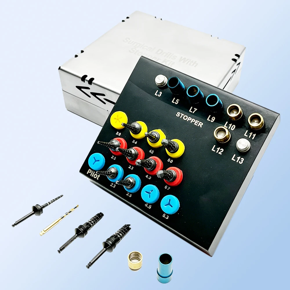 21Pcs Dental Osseodensification Bur Drills Kit with Drivers and Stoppers for Implant Surgery Bone Preparation
