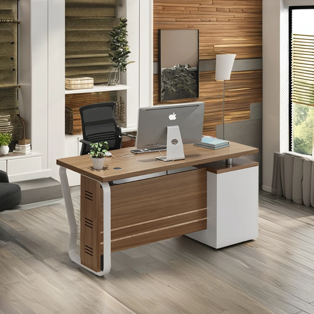 Extendable Wooden and Steel Office Furniture Desk Modern Design Executive Office Table Ergo Office Furniture