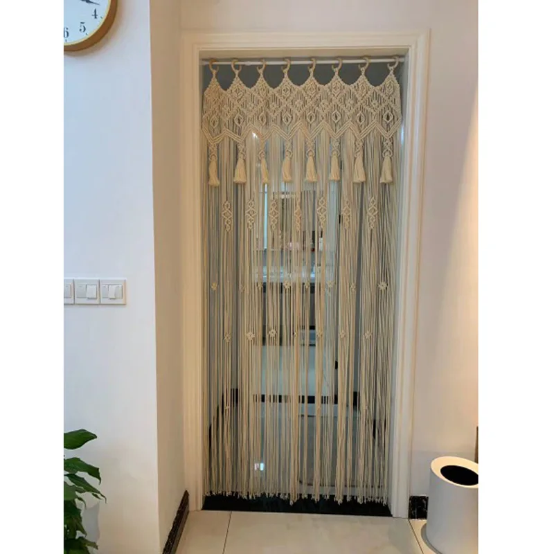 Bohemian Handmade Cotton Rope Door Curtain Partition Curtain Nordic Style Living Room Soft Decoration Home Stay Hanging Decor