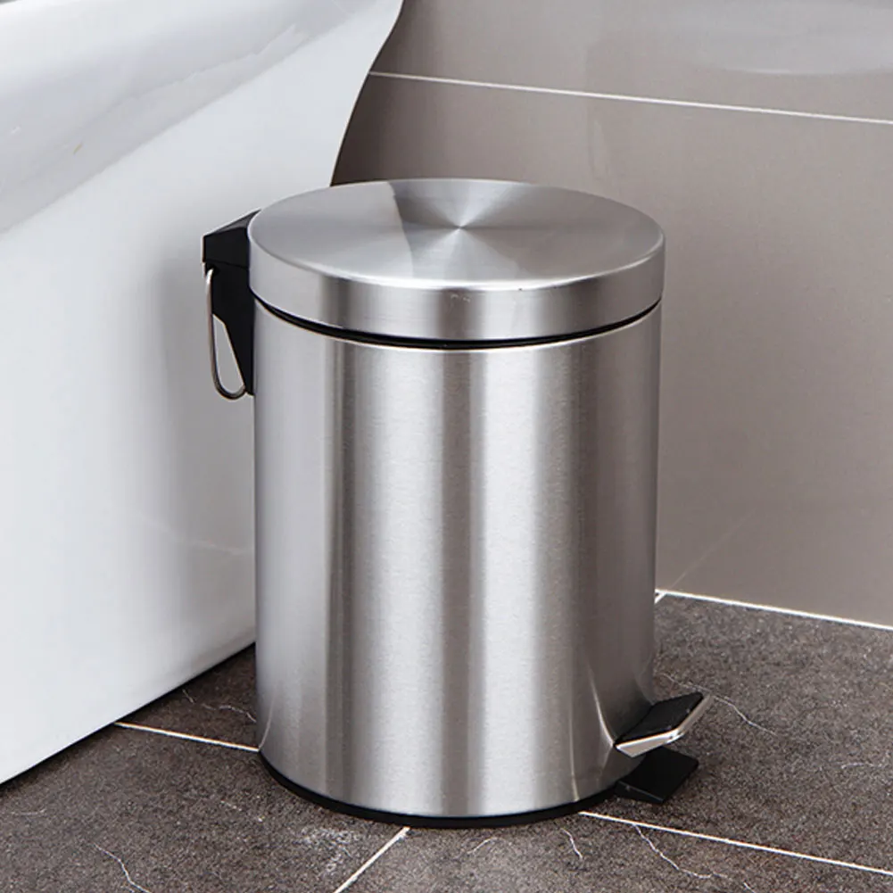 3L Household Stainless Steel Step Pedal Trash Can Dustbin Rubbish Garbage Bin Container Garbage Bin Pedal Trash Can Rubbish Bin