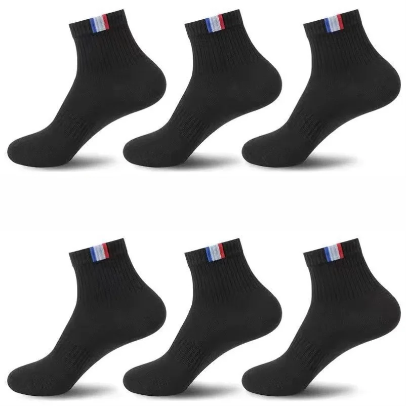 6Pairs Men's Sweat-absorbing Breathable Thickened Medium Tube Socks Spring and Summer Four-season Men's  Sports Socks