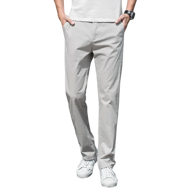 Plus-size Trend Wide Leg Loose Straight Leg Solid Color Casual Pants Elastic Four Season Pants Adult Gentleman Comfortable Loose