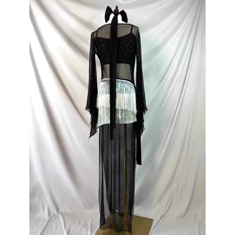 Customized Belly Dance Costume Robe Tassel Set Folk Eastern Dance Performance Dress Exotic Dancewear