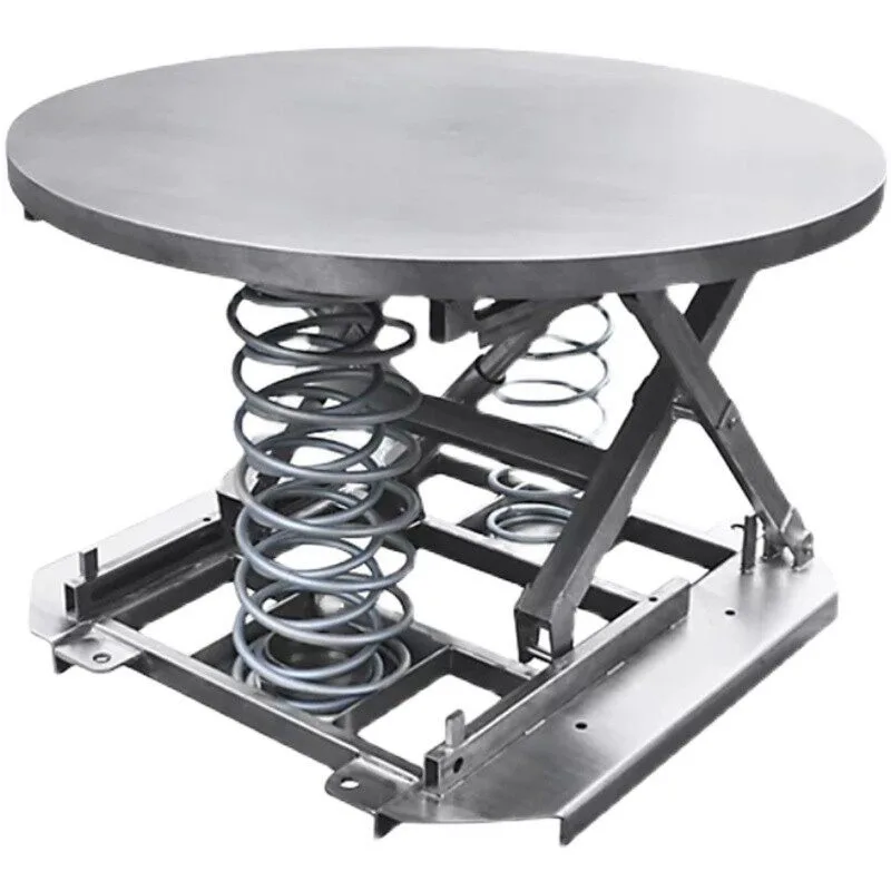 2Ton Stainless Steel Manual Rotating Circular Automatic Lift Platform Spring Type Handling Transportation Equipment