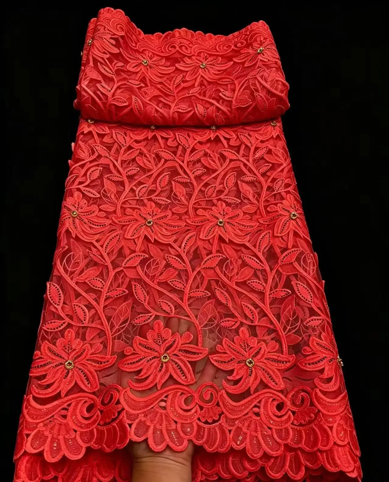 African Guipure Cord Lace Fabrics High Quality Nigerian French Milk Silk Lace Fabrics 5 Yards for Wedding Asoebi Dress Sewing